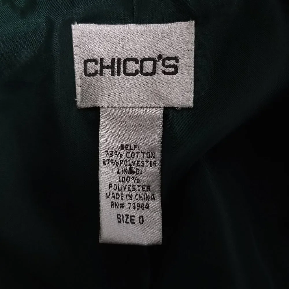 Chico's Green Jacquard Tapestry Zip Front Blazer Jacket - Picture 7 of 7